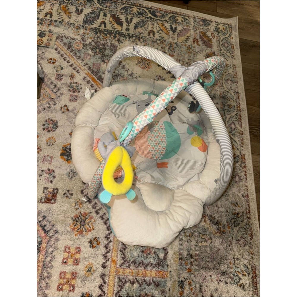 Plush Baby Play Gym - Cream with Mint & Yellow Accents